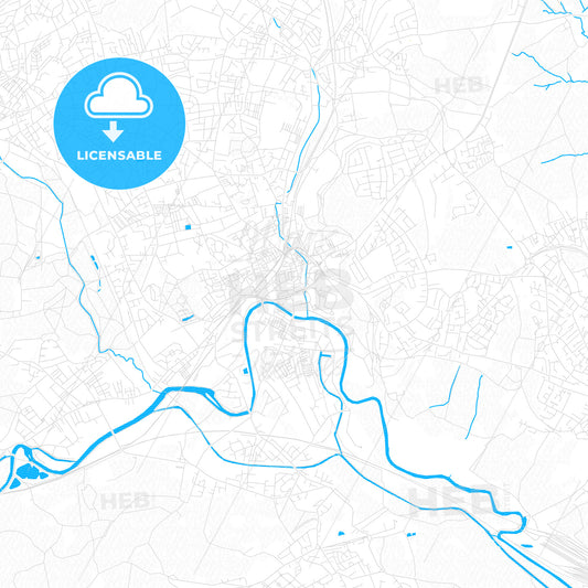 Dewsbury, England PDF vector map with water in focus