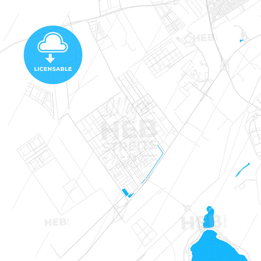 Dhahran, Saudi Arabia PDF vector map with water in focus