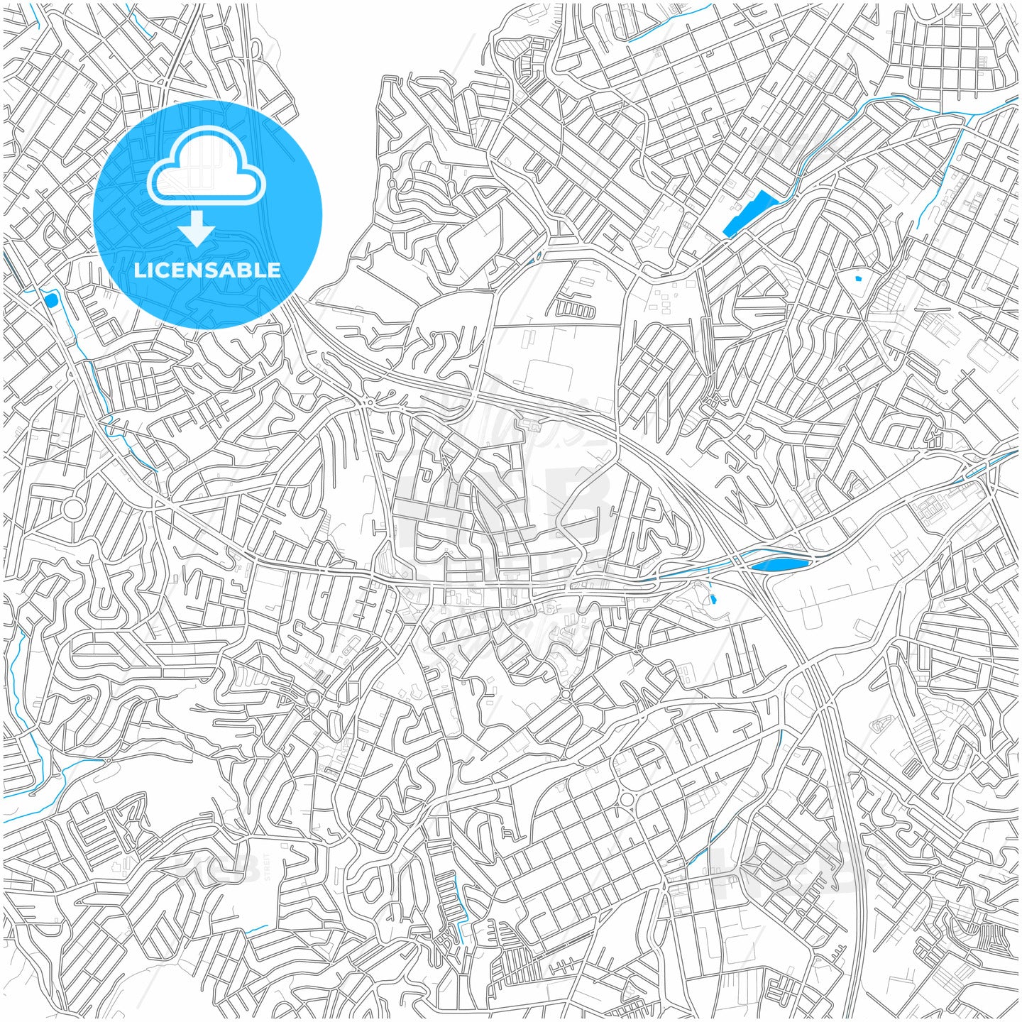 Diadema, Brazil, city map with high quality roads.