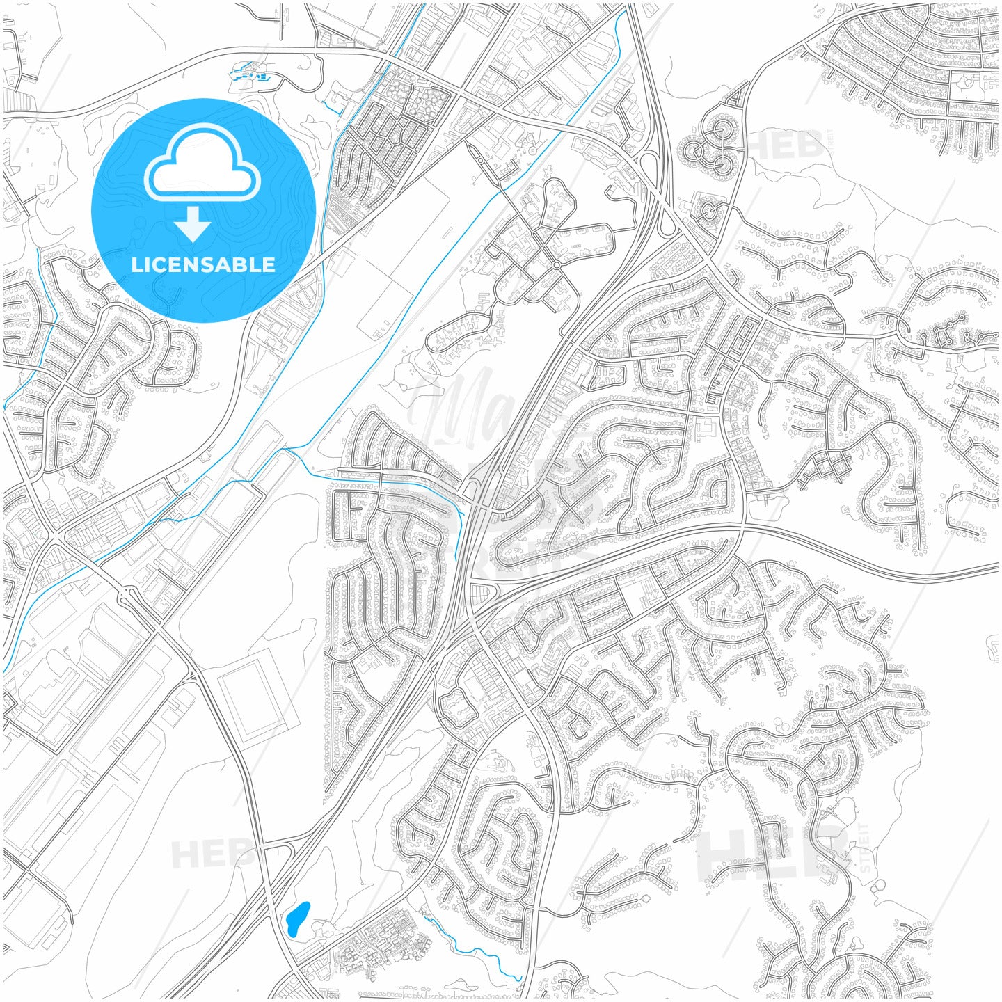 Diamond Bar, California, United States, city map with high quality roads.