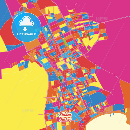 Didim, Turkey Crazy Colorful Street Map Poster Template - HEBSTREITS Sketches