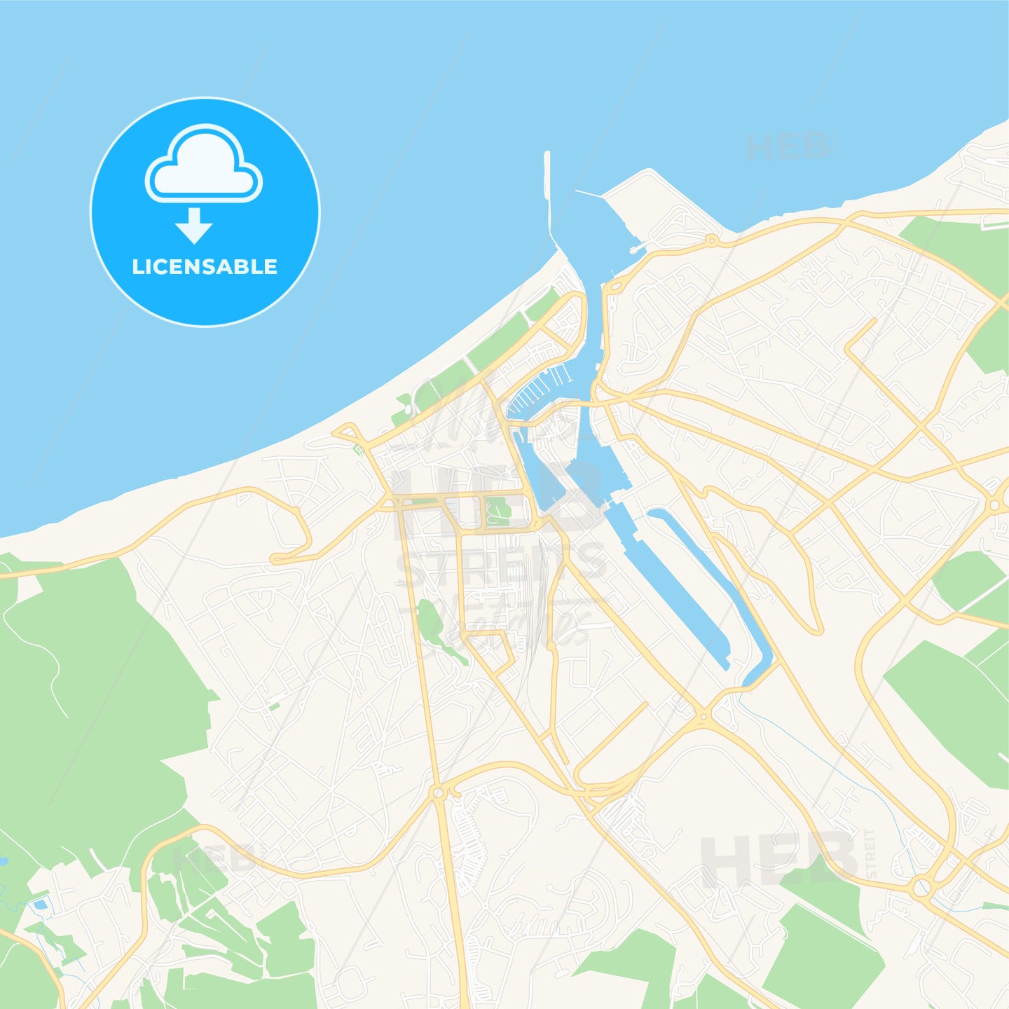 Dieppe, France Vector Map - Classic Colors