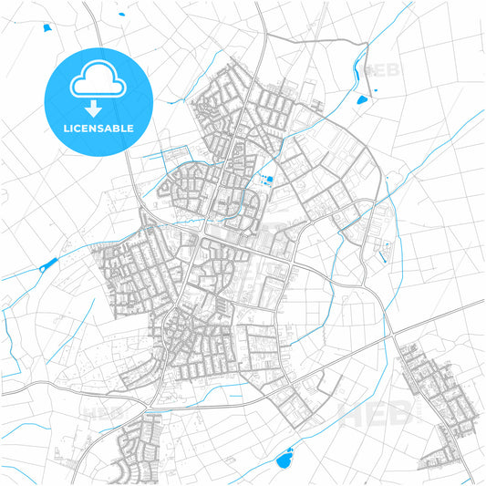 Dietzenbach, Hesse, Germany, city map with high quality roads.