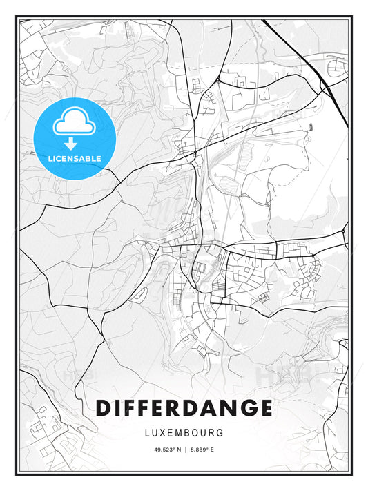 Differdange, Luxembourg, Modern Print Template in Various Formats - HEBSTREITS Sketches