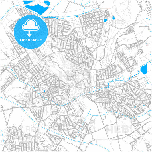 Dinslaken, North Rhine-Westphalia, Germany, city map with high quality roads.