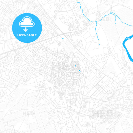 Diyarbakır, Turkey PDF vector map with water in focus