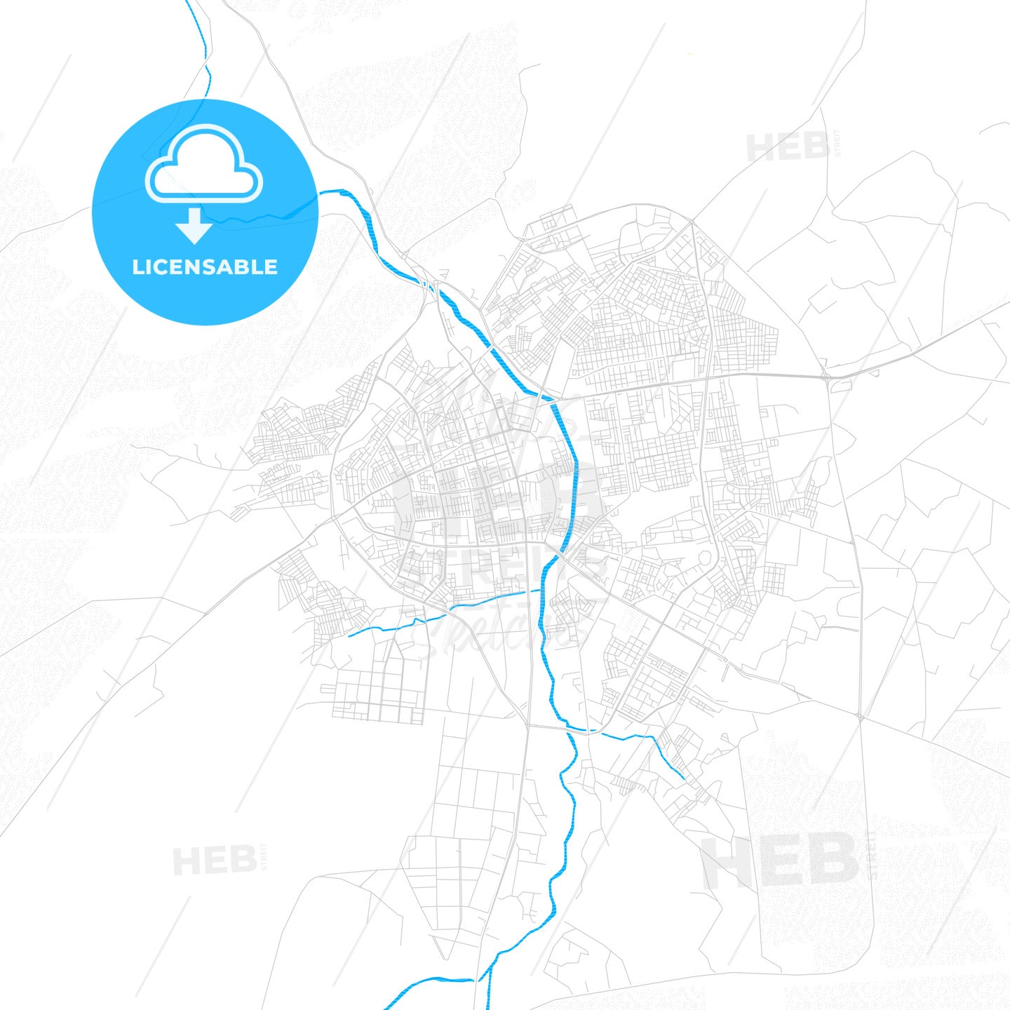 Djelfa, Algeria PDF vector map with water in focus