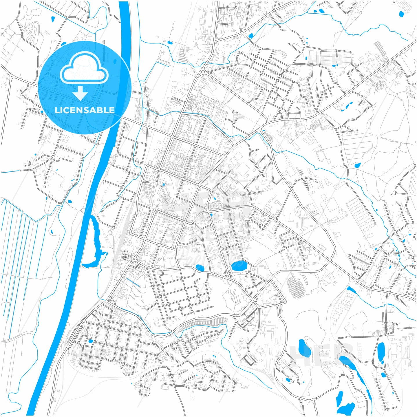 Dmitrov, Moscow Oblast, Russia, city map with high quality roads.