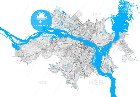 Dnipro, Dnipropetrovsk Oblast, Ukraine, high quality vector map