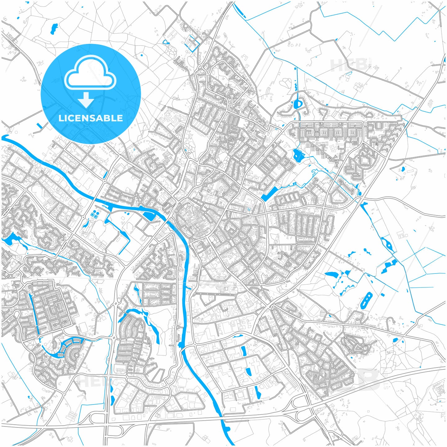 Doetinchem, Gelderland, Netherlands, city map with high quality roads.