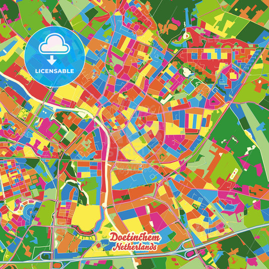 Doetinchem, Netherlands Crazy Colorful Street Map Poster Template - HEBSTREITS Sketches