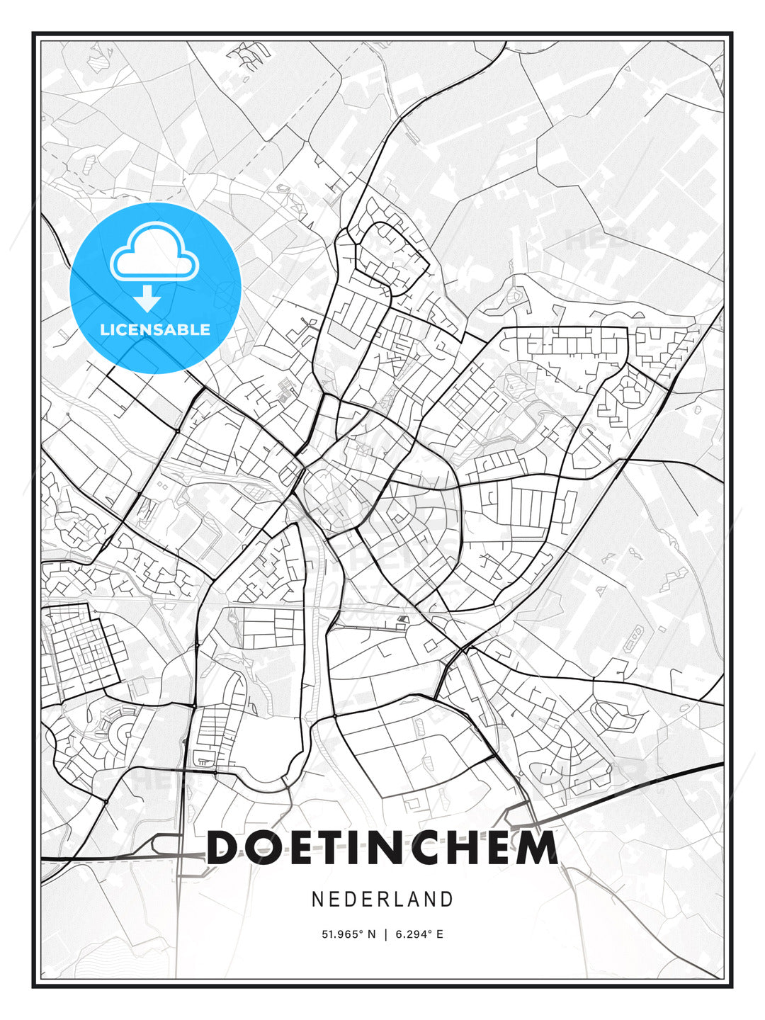 Doetinchem, Netherlands, Modern Print Template in Various Formats - HEBSTREITS Sketches
