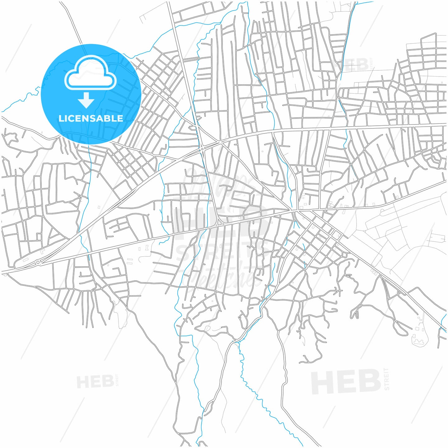 Doğubayazıt, Ağrı, Turkey, city map with high quality roads.