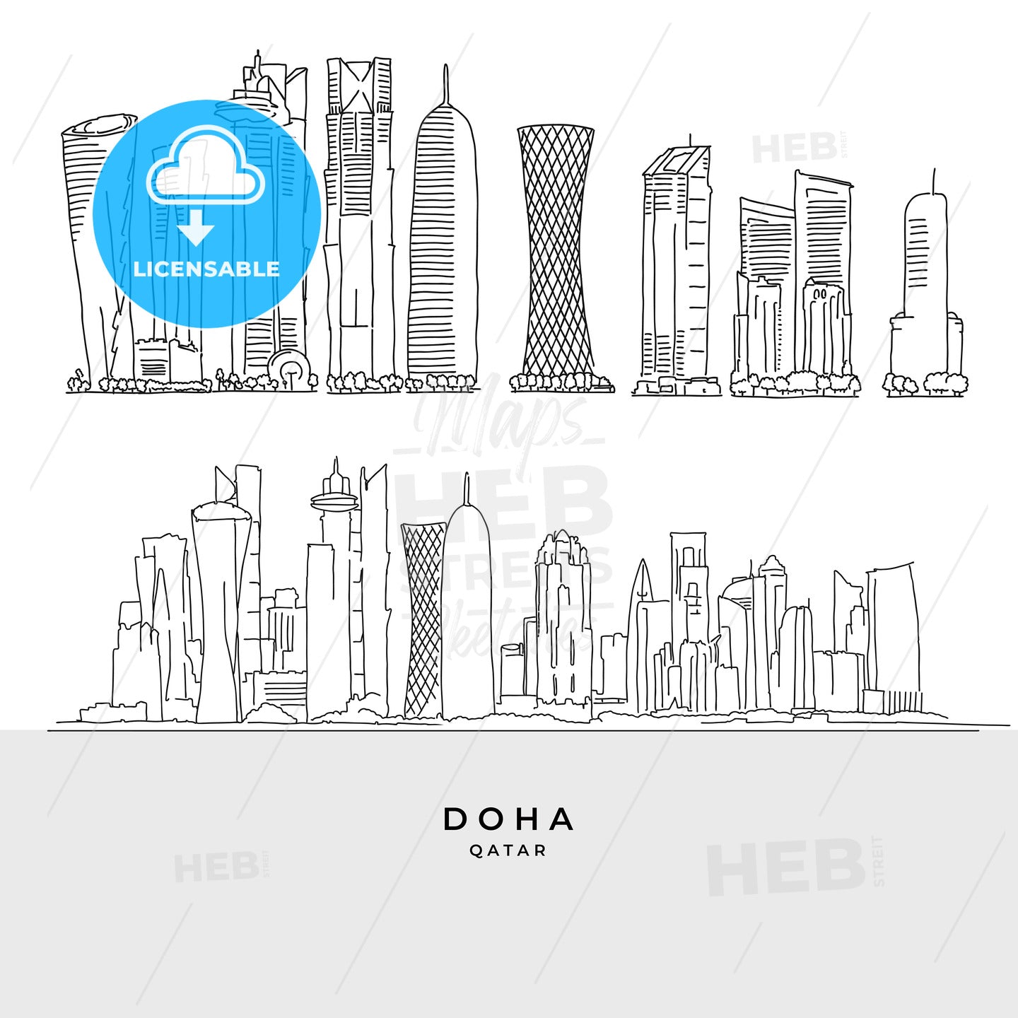 Doha Qatar skyscaper set – instant download