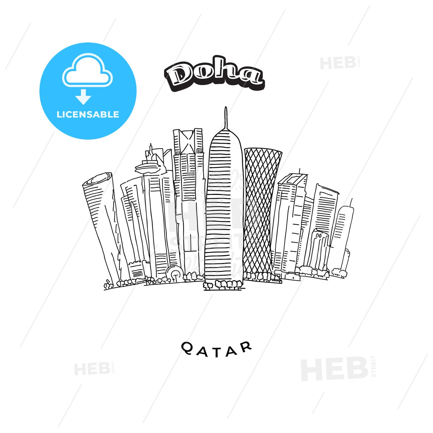 Doha Towers Skyline – instant download