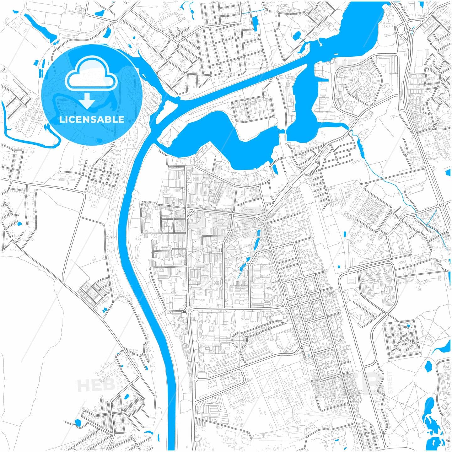 Dolgoprudny, Moscow Oblast, Russia, city map with high quality roads.