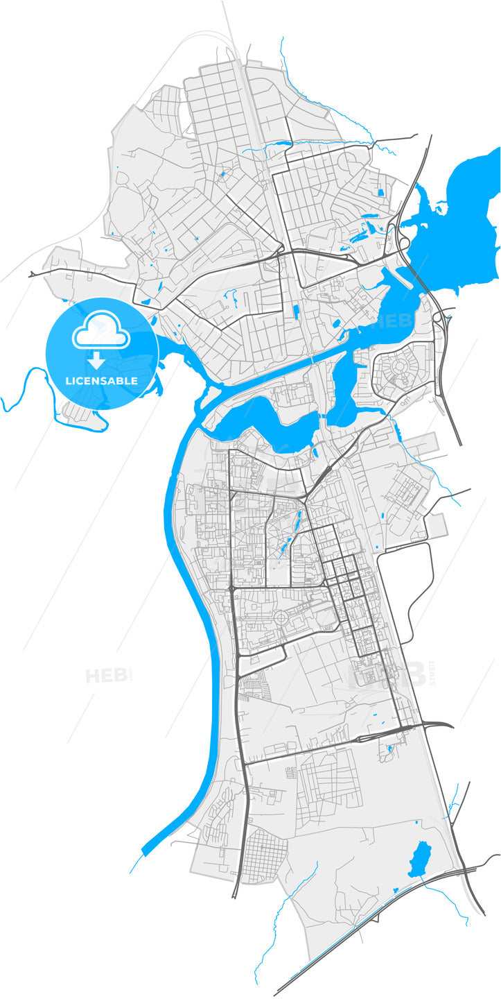 Dolgoprudny, Moscow Oblast, Russia, high quality vector map