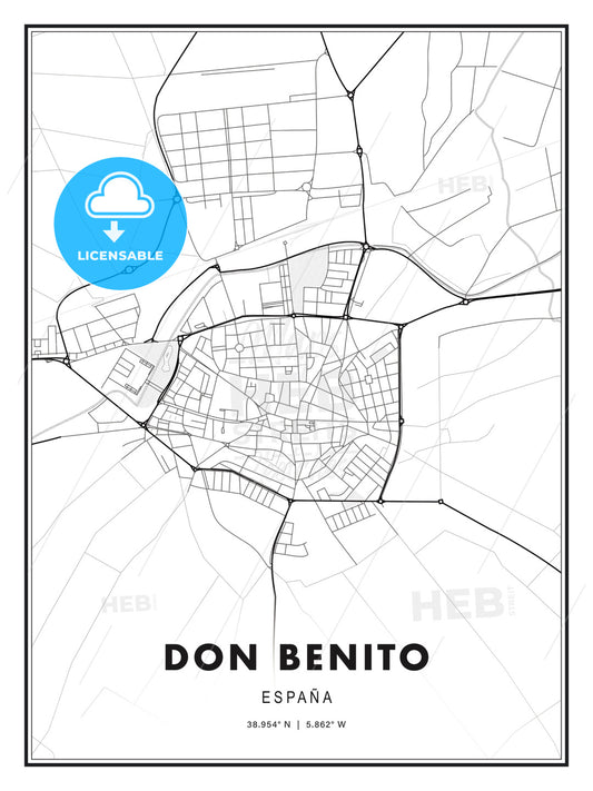 Don Benito, Spain, Modern Print Template in Various Formats - HEBSTREITS Sketches