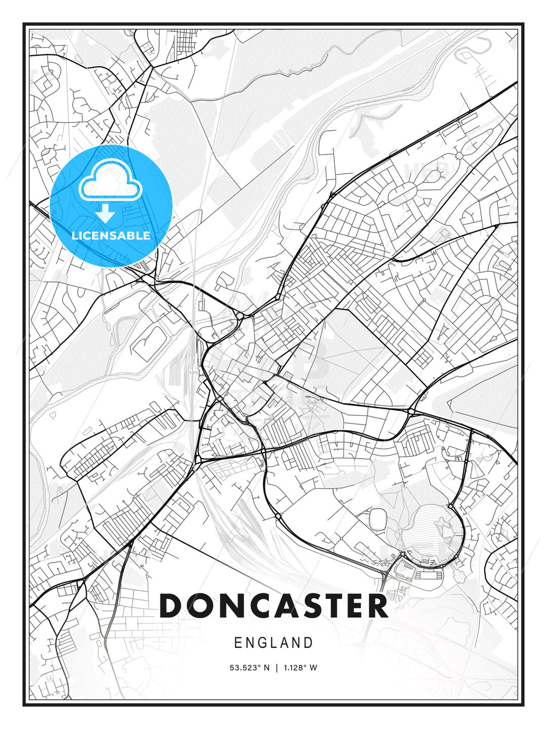 Doncaster, England, Modern Print Template in Various Formats - HEBSTREITS Sketches