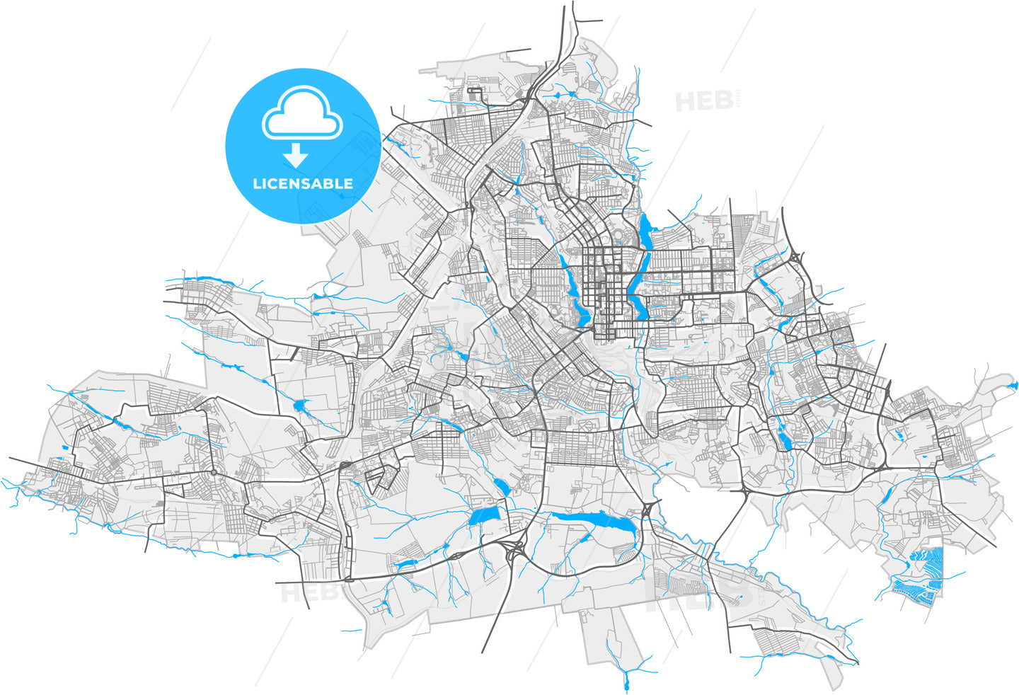 Donetsk, Donetsk Oblast, Ukraine, high quality vector map