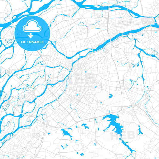 Dongguan, China PDF vector map with water in focus