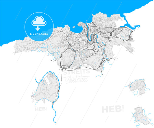 Donostia / San Sebastián, Gipuzkoa, Spain, high quality vector map