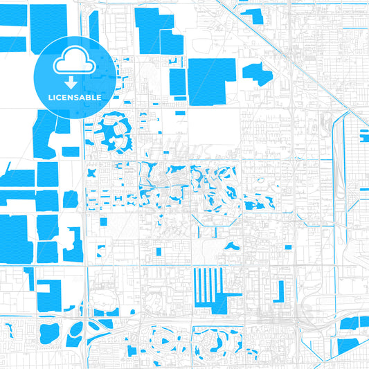 Doral, Florida, United States, PDF vector map with water in focus