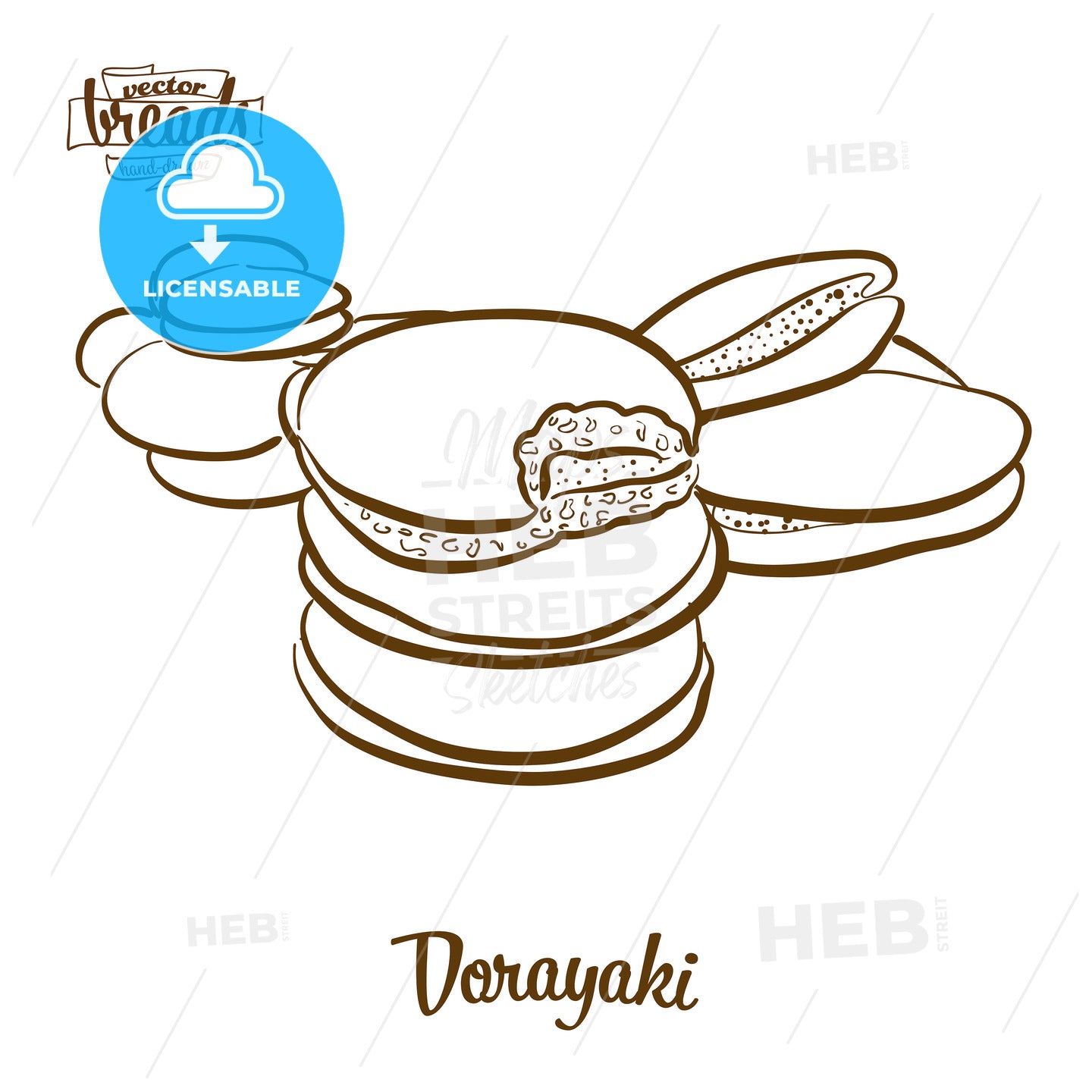 Dorayaki bread vector drawing – instant download