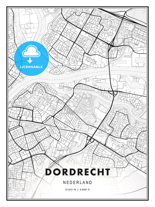 Dordrecht, Netherlands, Modern Print Template in Various Formats - HEBSTREITS Sketches