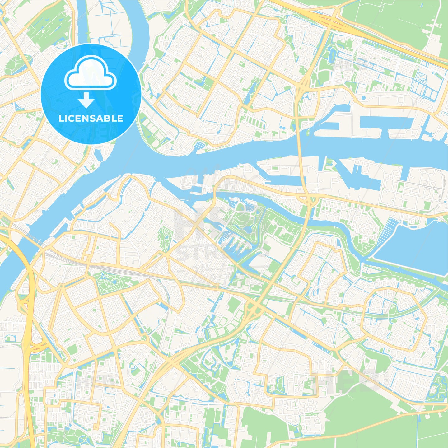 Dordrecht, Netherlands Vector Map - Classic Colors