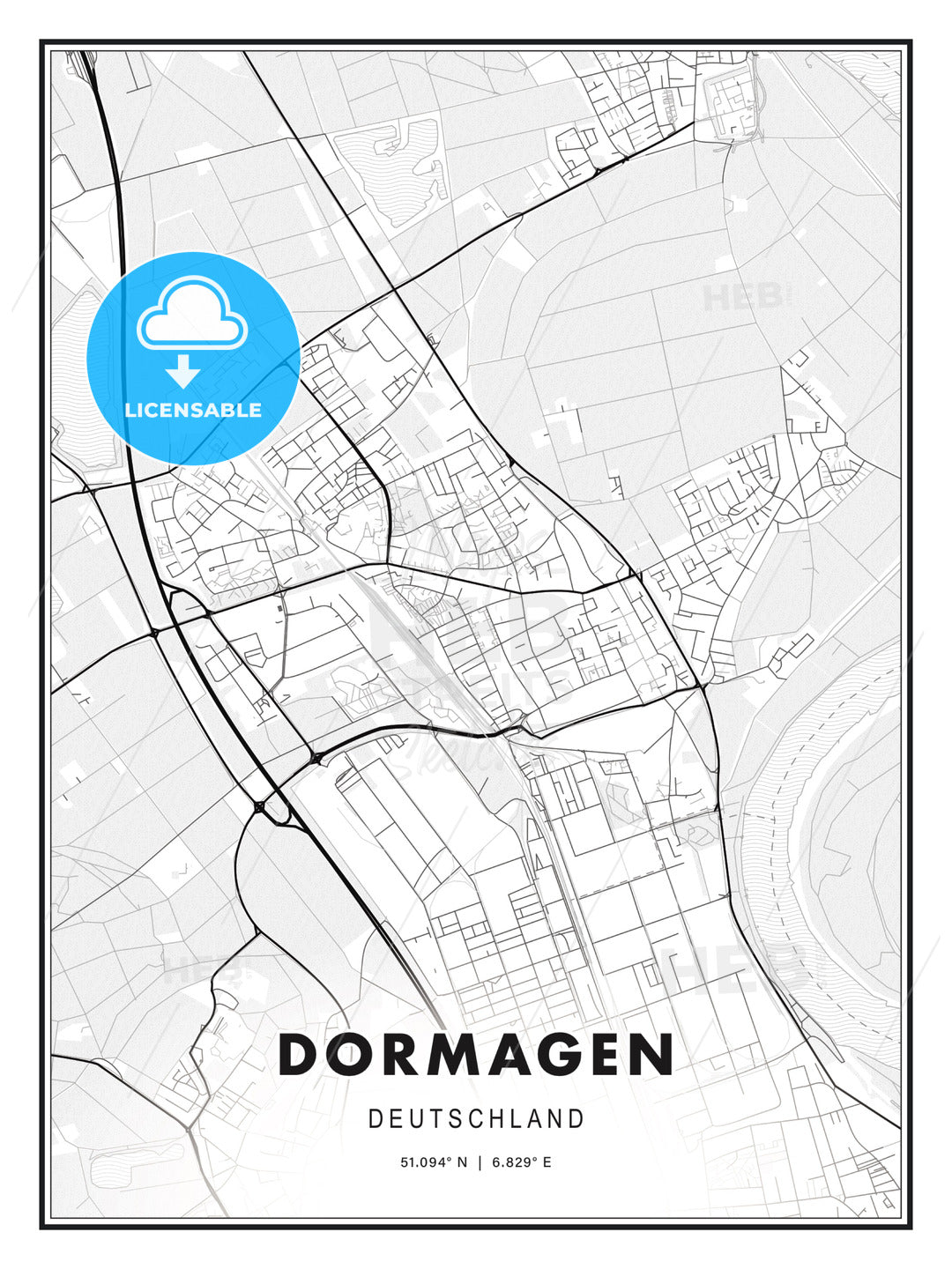 Dormagen, Germany, Modern Print Template in Various Formats - HEBSTREITS Sketches