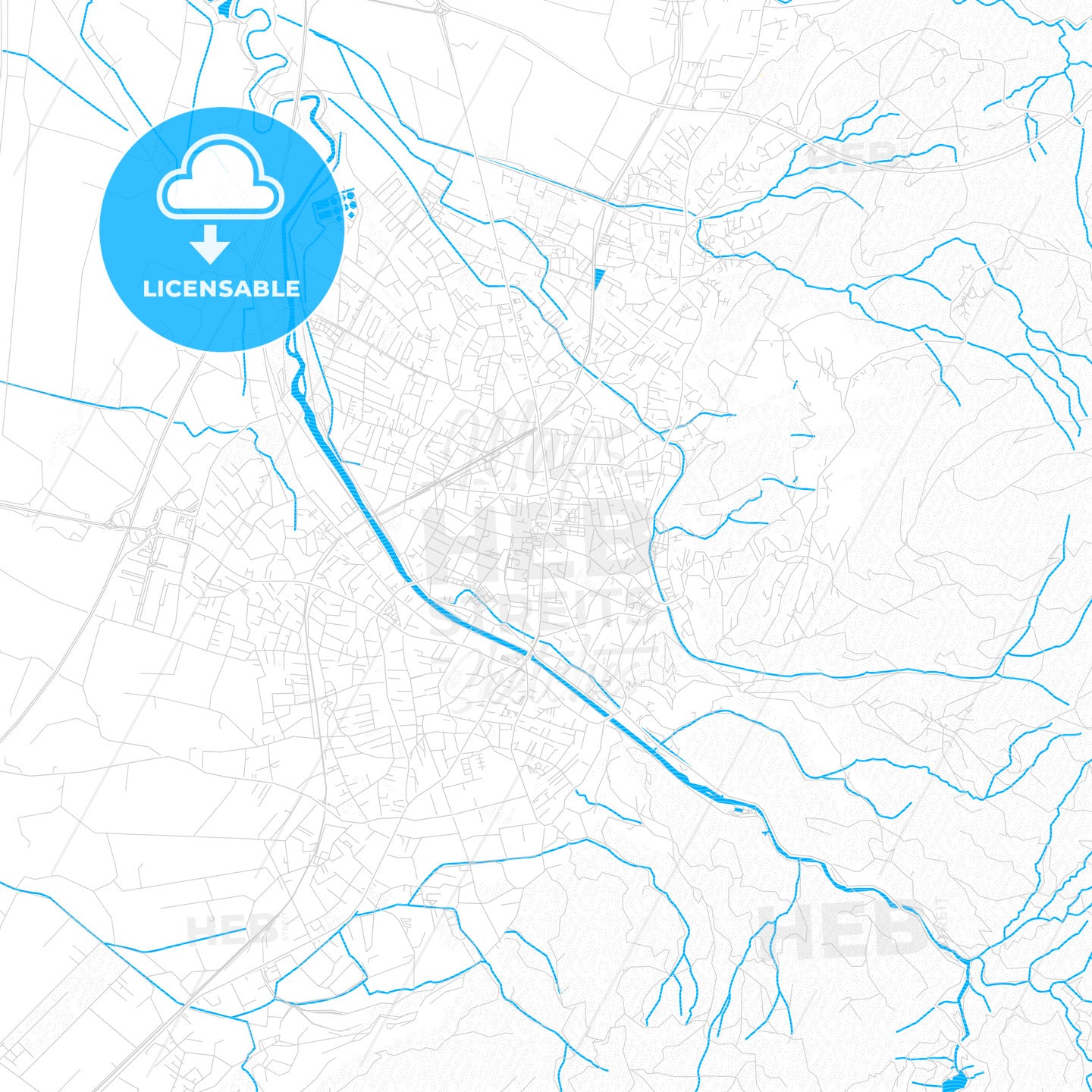 Dornbirn, Austria PDF vector map with water in focus