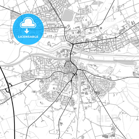 Dorsten, Germany, vector map with buildings