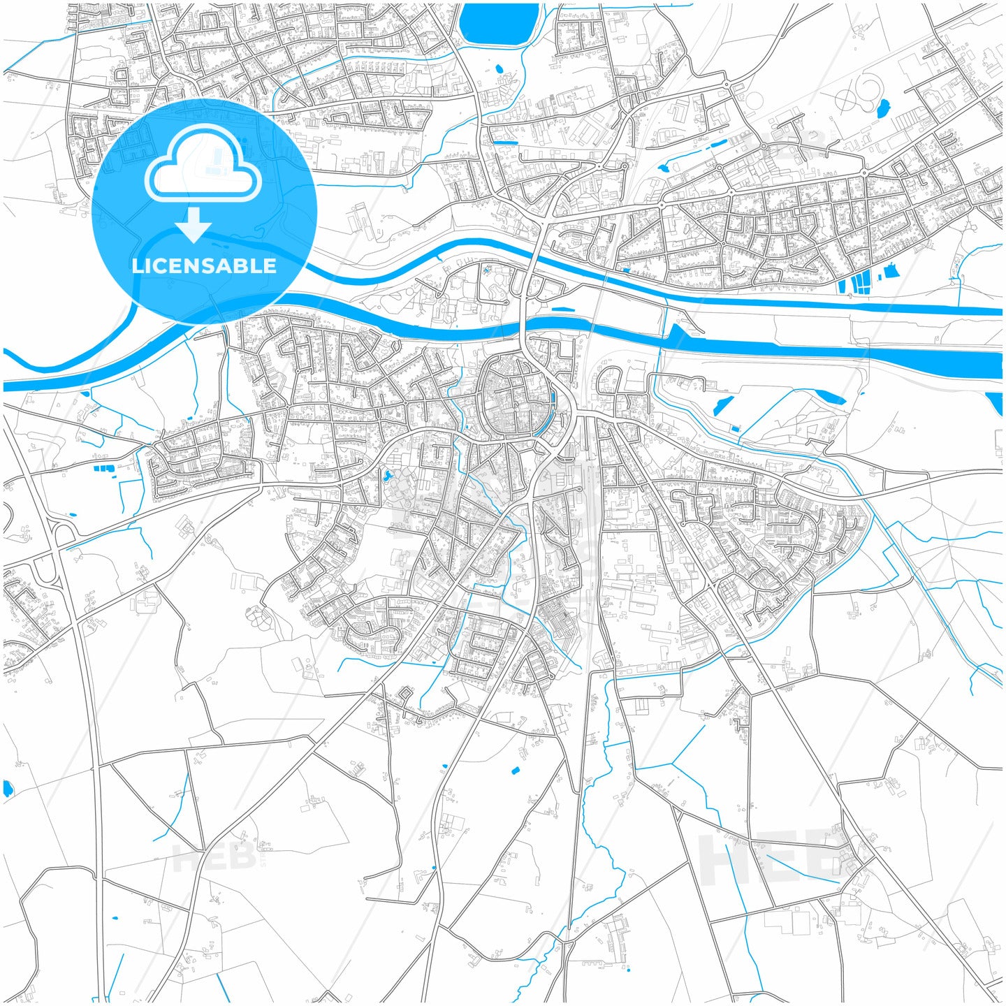 Dorsten, North Rhine-Westphalia, Germany, city map with high quality roads.