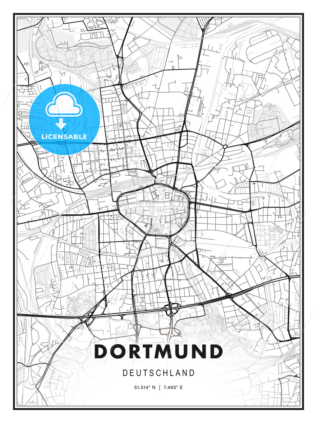 Dortmund, Germany, Modern Print Template in Various Formats - HEBSTREITS Sketches