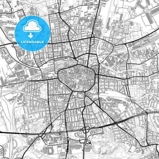 Dortmund, Germany, vector map with buildings