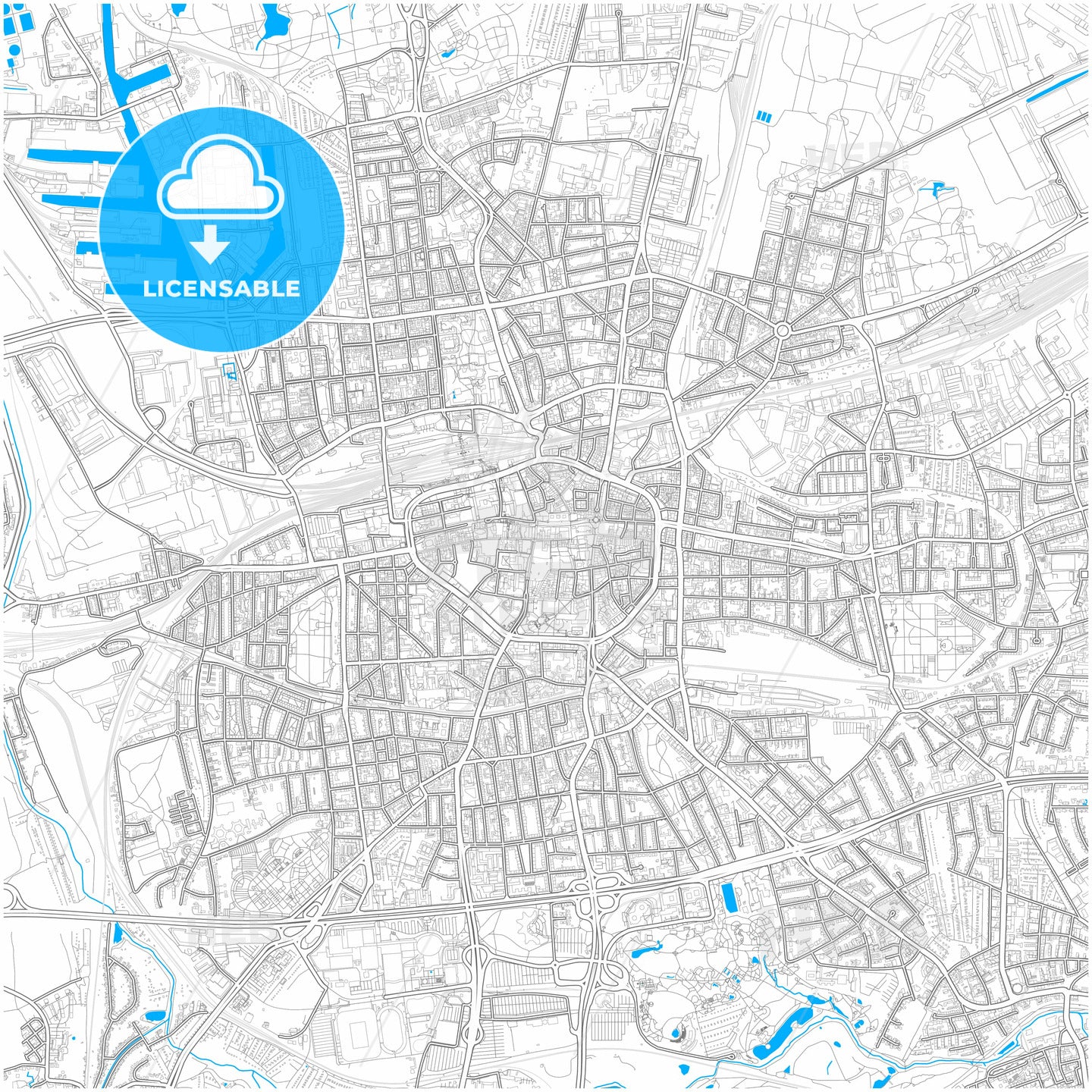 Dortmund, North Rhine-Westphalia, Germany, city map with high quality roads.