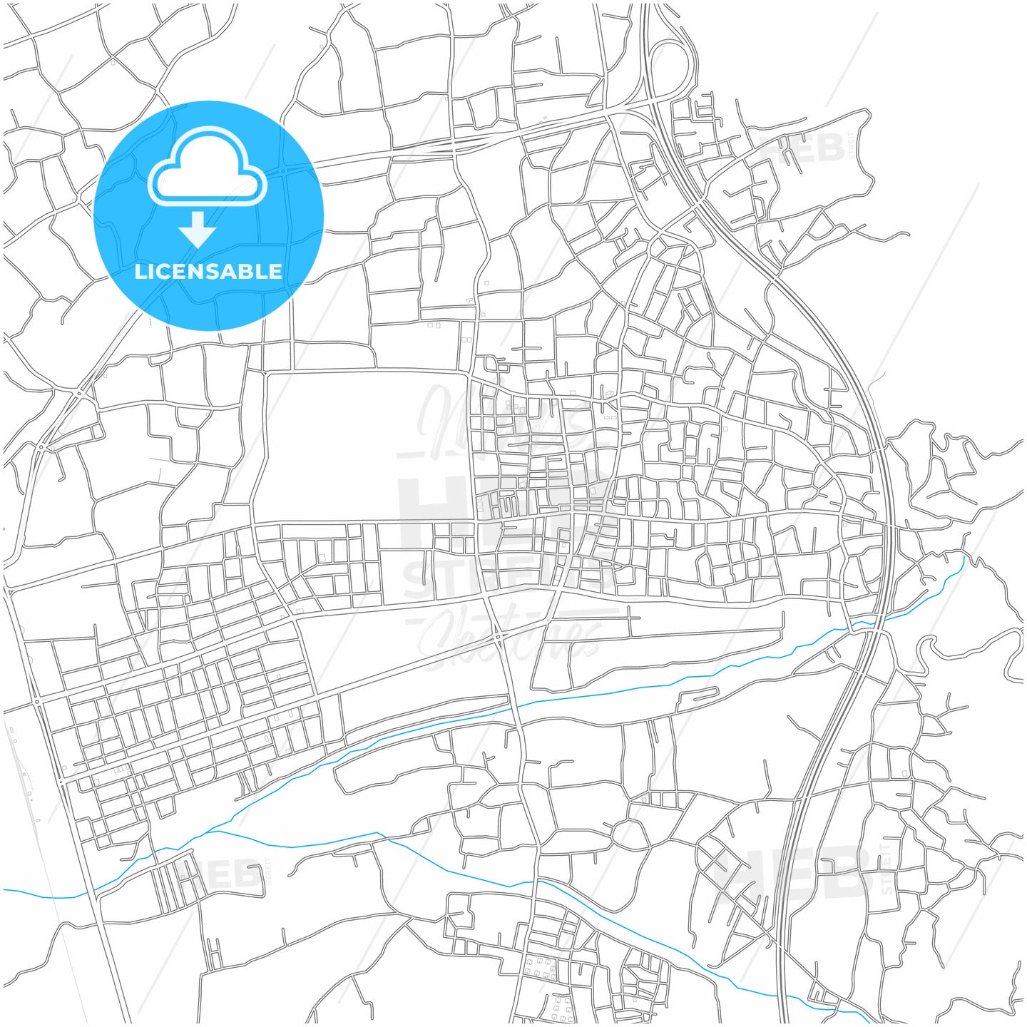 Dörtyol, Hatay, Turkey, city map with high quality roads.