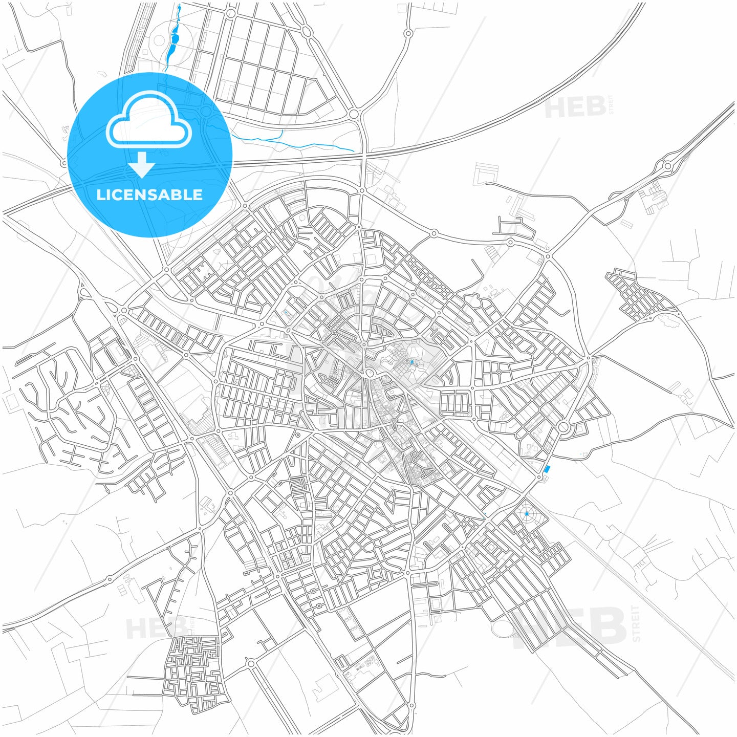 Dos Hermanas, Seville, Spain, city map with high quality roads.