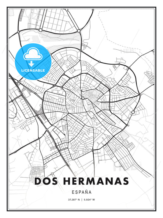 Dos Hermanas, Spain, Modern Print Template in Various Formats - HEBSTREITS Sketches