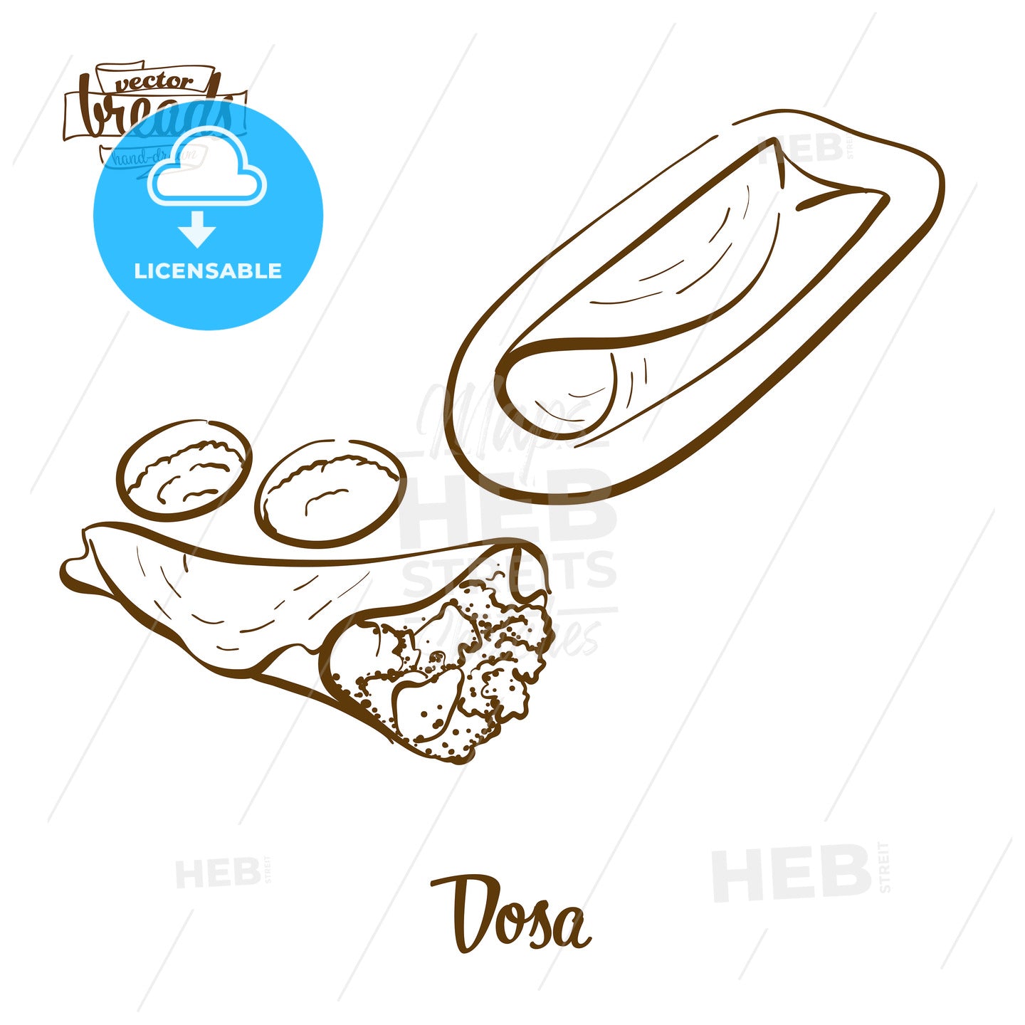 Dosa bread vector drawing – instant download