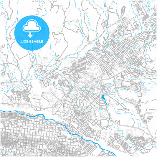 Dosquebradas, Colombia, city map with high quality roads.