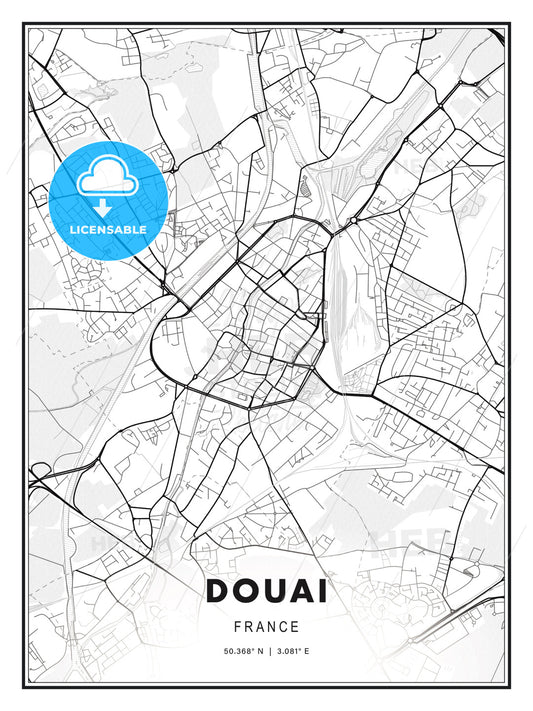 Douai, France, Modern Print Template in Various Formats - HEBSTREITS Sketches