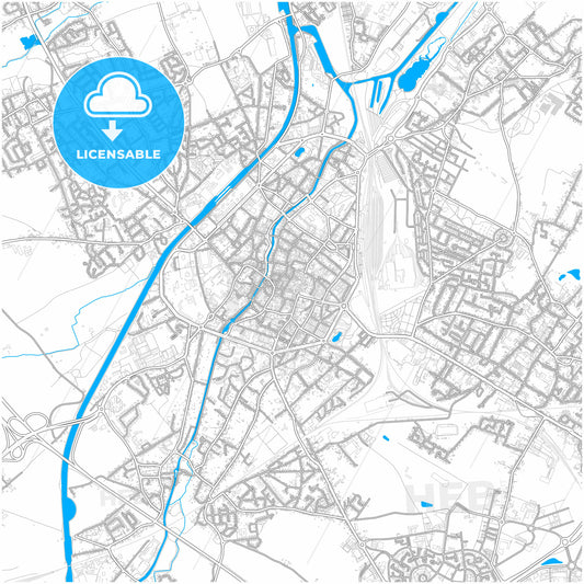 Douai, Nord, France, city map with high quality roads.