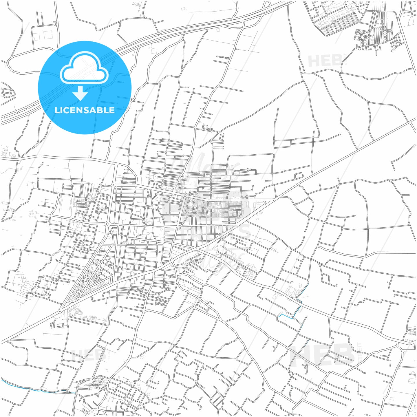 Douma, Syria, city map with high quality roads.