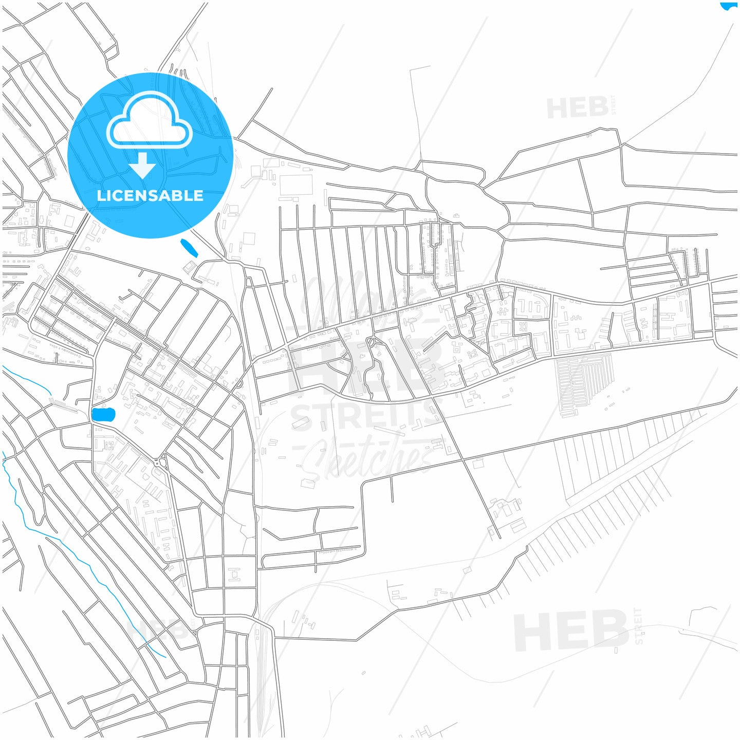 Dovzhansk, Luhansk Oblast, Ukraine, city map with high quality roads.