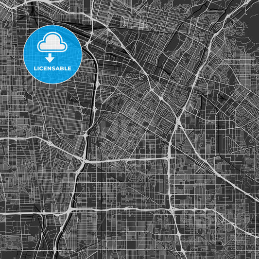 Downey, California - Area Map - Dark