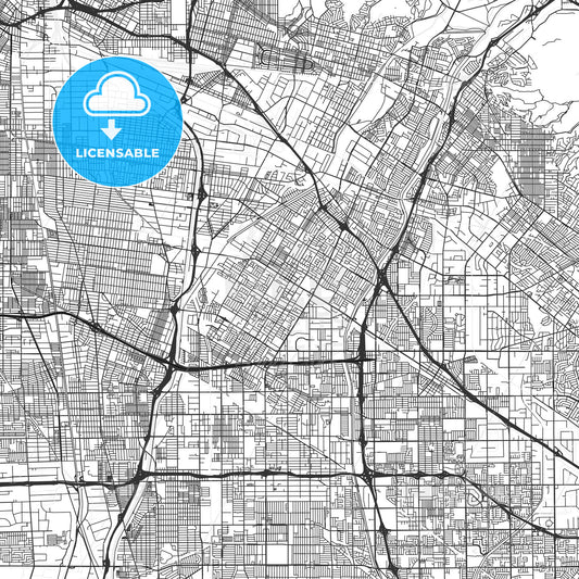 Downey, California - Area Map - Light