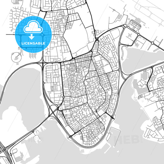 Downtown map of Al Muharraq, Muharraq, Bahrain