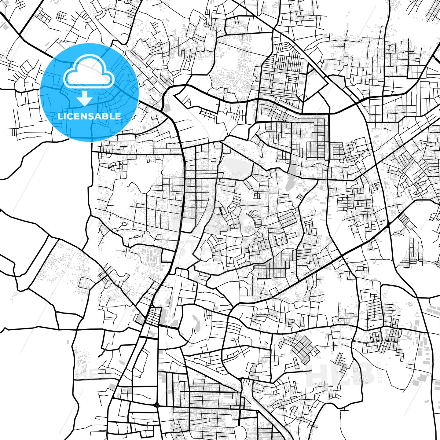 Downtown map of Bandar Lampung, Lampung, Indonesia